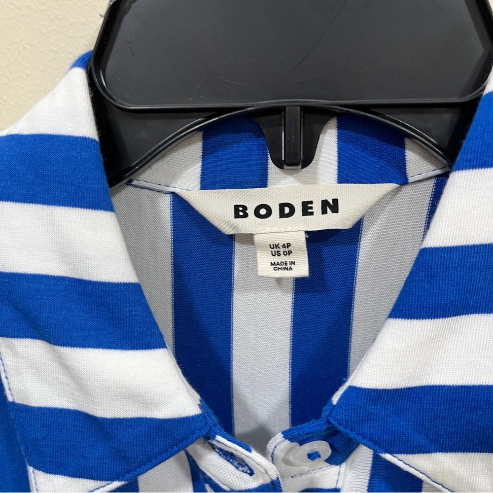 Boden Libby Jersey Midi Shirt Dress size 0 petite blue & white striped button - Picture 4 of 10